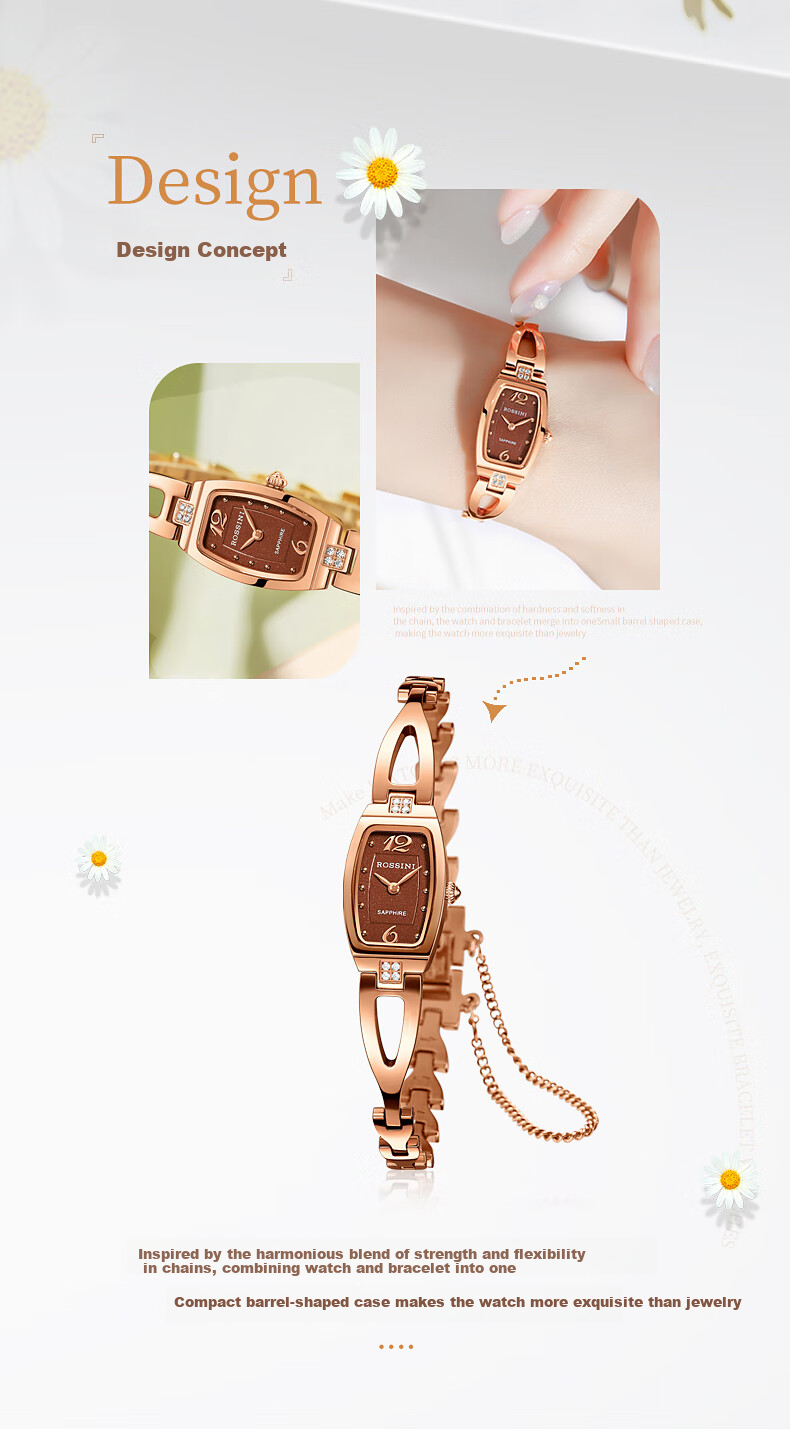 ROSSINI Women's Small Dial Bracelet Quartz Watch Ladies Brand Watch Valentine's Christmas Birthday Gift for Girls 2