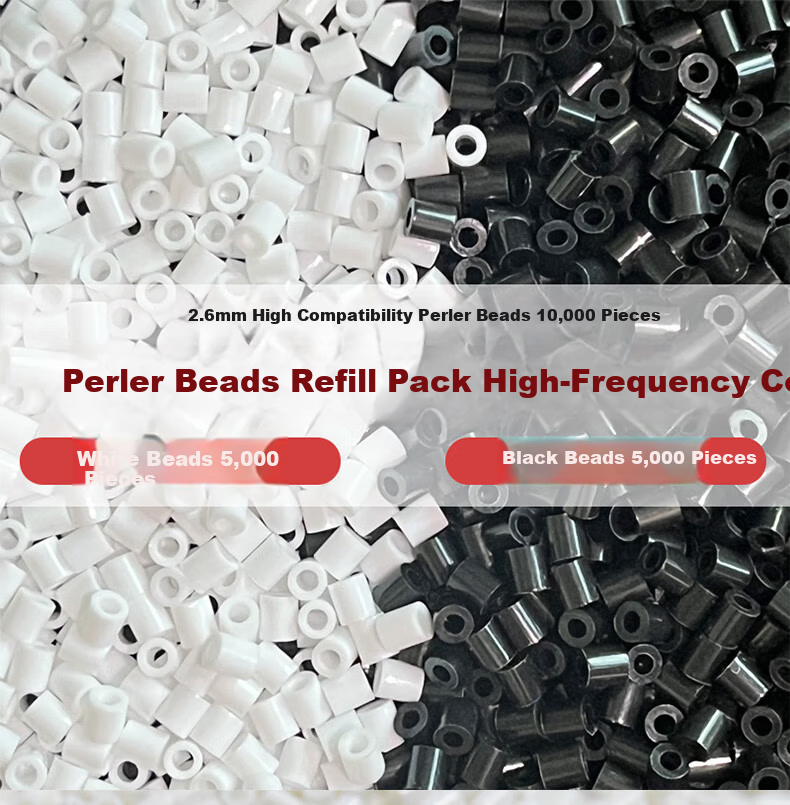Danmiqi 2.6mm Black and White MARD Beads Refill Pack DIY Puzzle Fusion Beads Gift for Girls 1