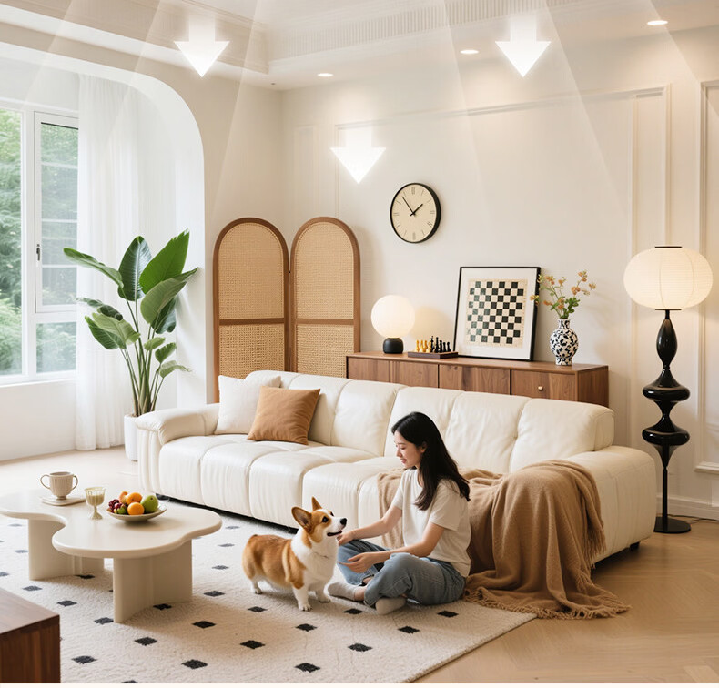 ASUS Lighting AI Voice-Controlled American Cree Eye-Care Bedroom Ceiling Light Japanese Style Wood Grain New Cream Eye-Care Round Lamp 19