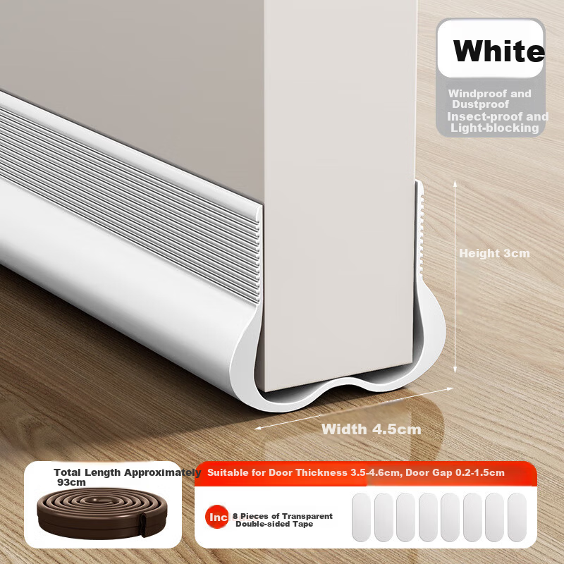 Yupinfengmao White Door Gap Draft Stopper Self-Adhesive Door Bottom Seal Strip Dustproof Windproof Bathroom Door Water Barrier Strip