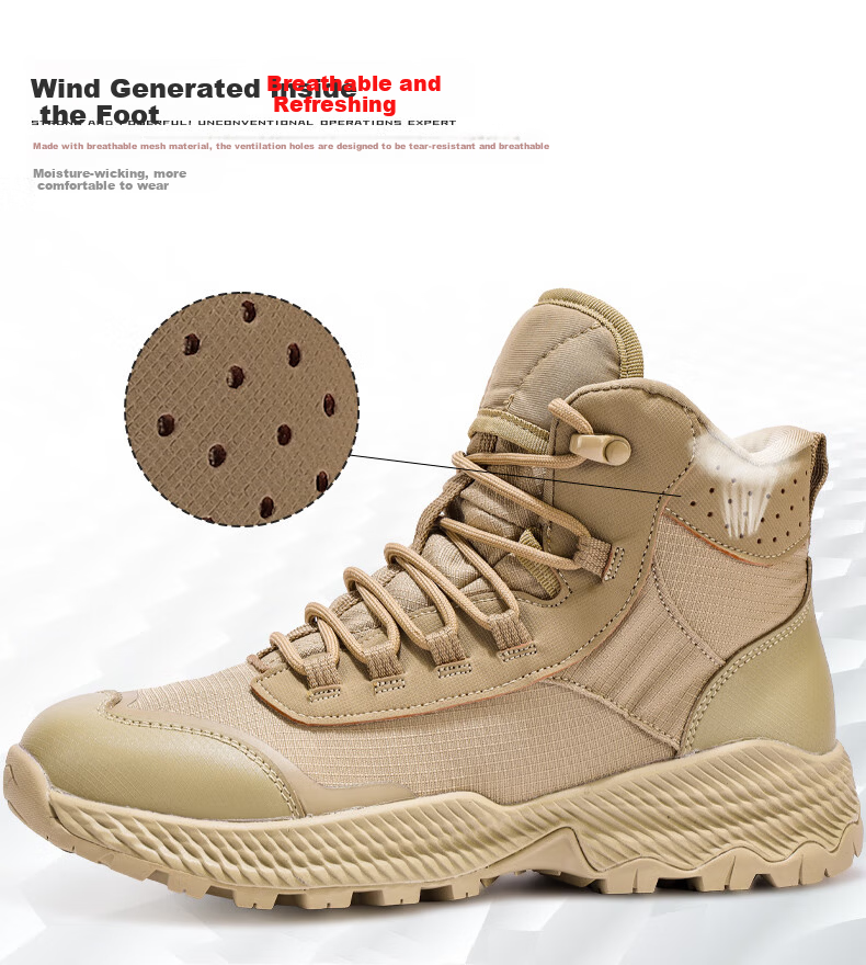 Jingzhen Desert Combat Boots Men Outdoor Hiking Military Tactical Mid-High Waterproof Rescue Work Boots New Model 8