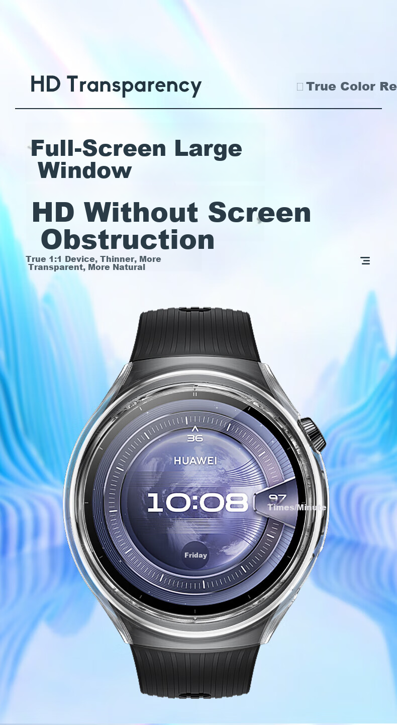 Watchbond Huawei Watch5 42mm Women's PC Tempered Semi-Encased Hollow Protective Case Sweat-Resistant Cover Accessory 2