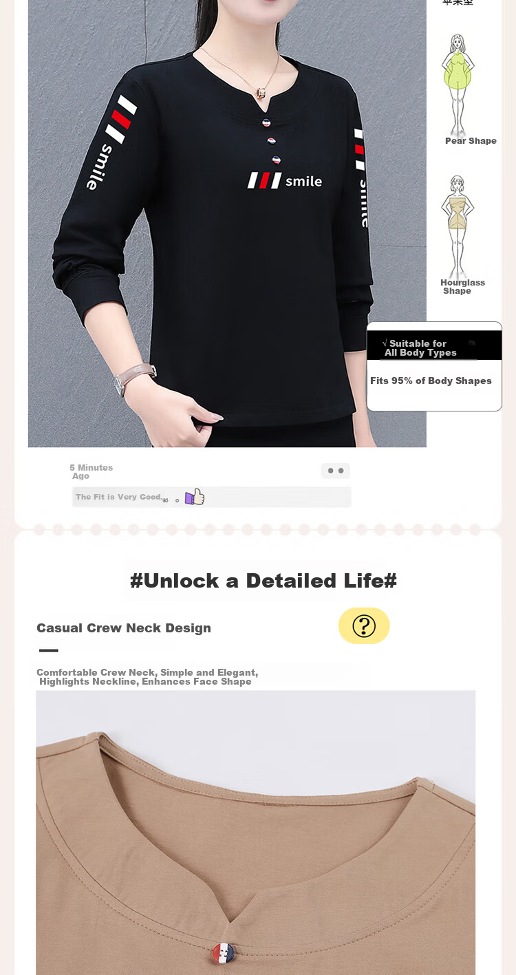 Woodpecker Pure Cotton Regular Shoulder Long Sleeve T-Shirt Women Autumn New Casual Plus Size Slim Fit Base Shirt Top Black 3XL 3
