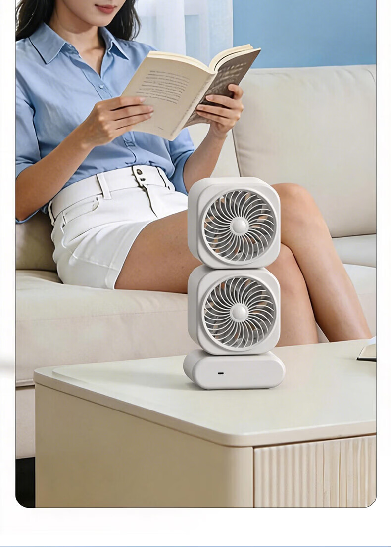 Stek [100-Speed Dual-Core] Desktop Fan Cooling 360° Oscillation Silent USB Rechargeable Portable for Dormitory Office Bedside Outdoor Camping 8