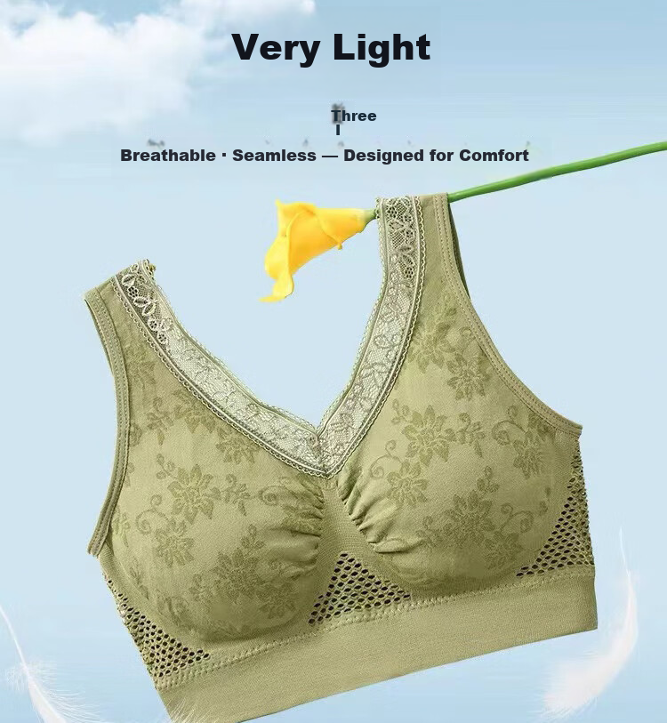 Bejirog Maternity Bra Middle-aged and Elderly Vest-style Thin Wireless High Elasticity Large Bust Minimizing Push-up Bra Skin Color XL 5