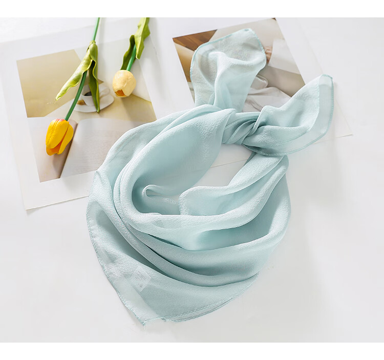 Hangsi Mansion Pure Color Custom Mulberry Silk Scarf Silk Pearl Gauze Square Scarf Birthday Gift for Mom Women's Festival 26