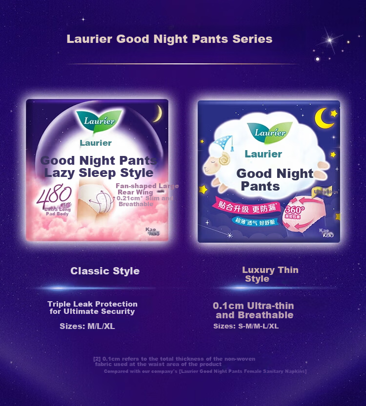 Kao Laurier Night Pants Breathable M-L Size 4 Pieces Sleep Pants Night Sanitary Napkins Menstrual Pads 9