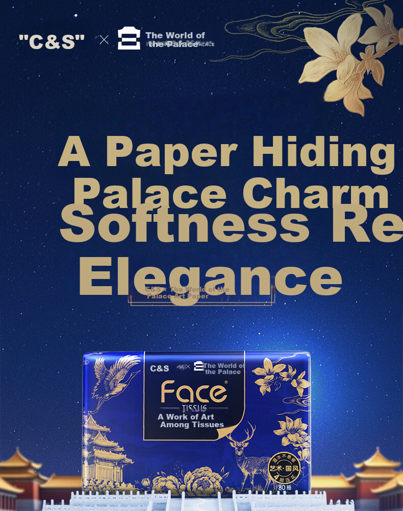 C&S Soft Pack Artistic Oil Painting Palace World 4-Ply 80 Sheets 4 Packs Tissue Paper Napkins Portable Pack 1
