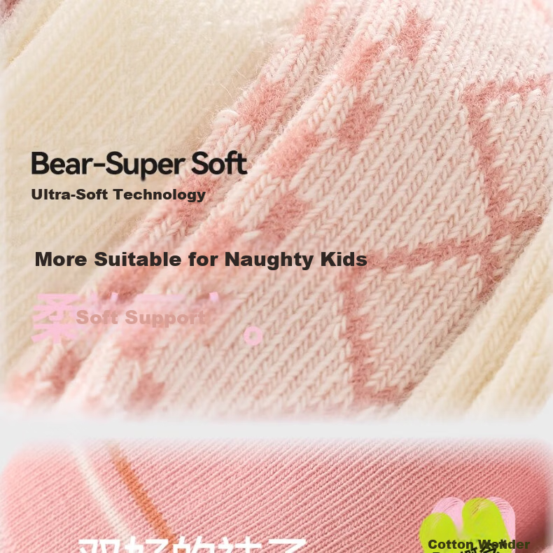 Mianqixiong Girls' Mid-Calf Cotton Socks Spring and Autumn Breathable Cartoon Cute Children's Socks EW36 - 5 Pairs - Size 13-16 9