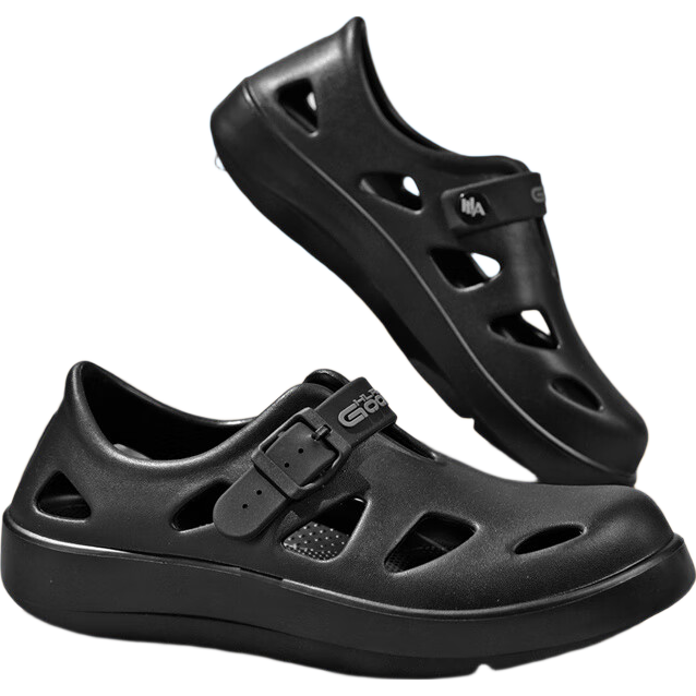 HLA Men's Casual Sandals Lightweight Breathable Hole Shoes HAALXM2EBK010 Black Size 44/45 (Dual Size)
