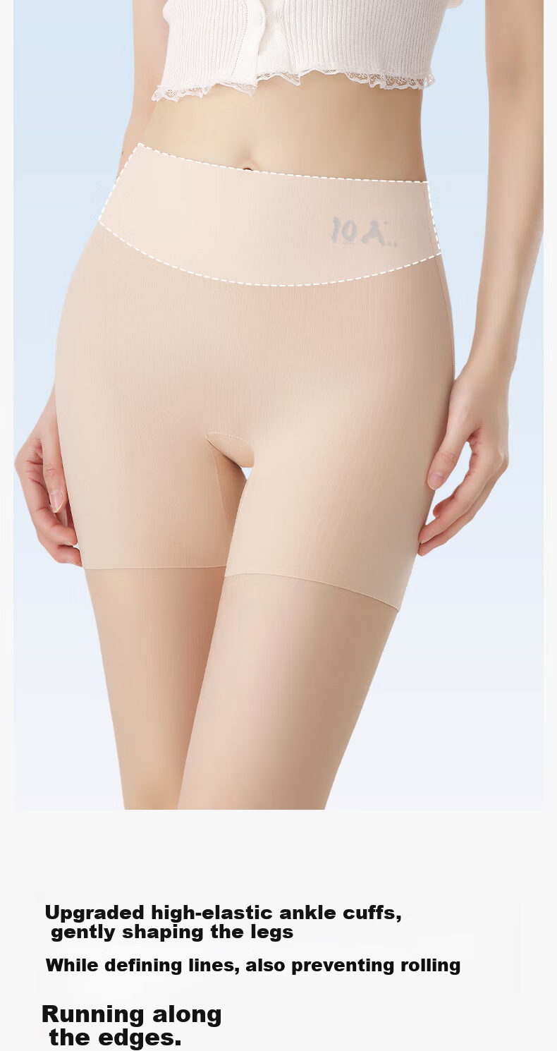 Herbal Original Color Women's Seamless High-Waist Safety Boxer Briefs, Tummy Control, Hip Lift, Anti-Bacterial, Anti-Exposure, Base Layer Shorts 10A 7