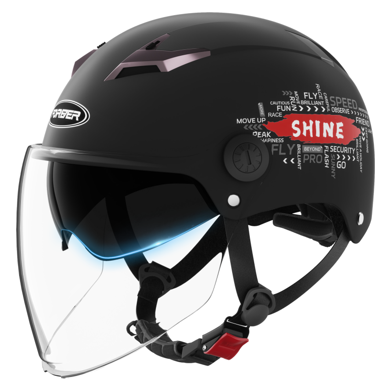 FOREVER Helmet, Electric Bicycle Summer Unisex, Battery-Powered Vehicle, 3C Certified Class A Half Helmet, All-Season Universal Safety Helmet, 013 Graffiti Matte Black [Transparent Long Visor + Sun Protection Inner Visor]
