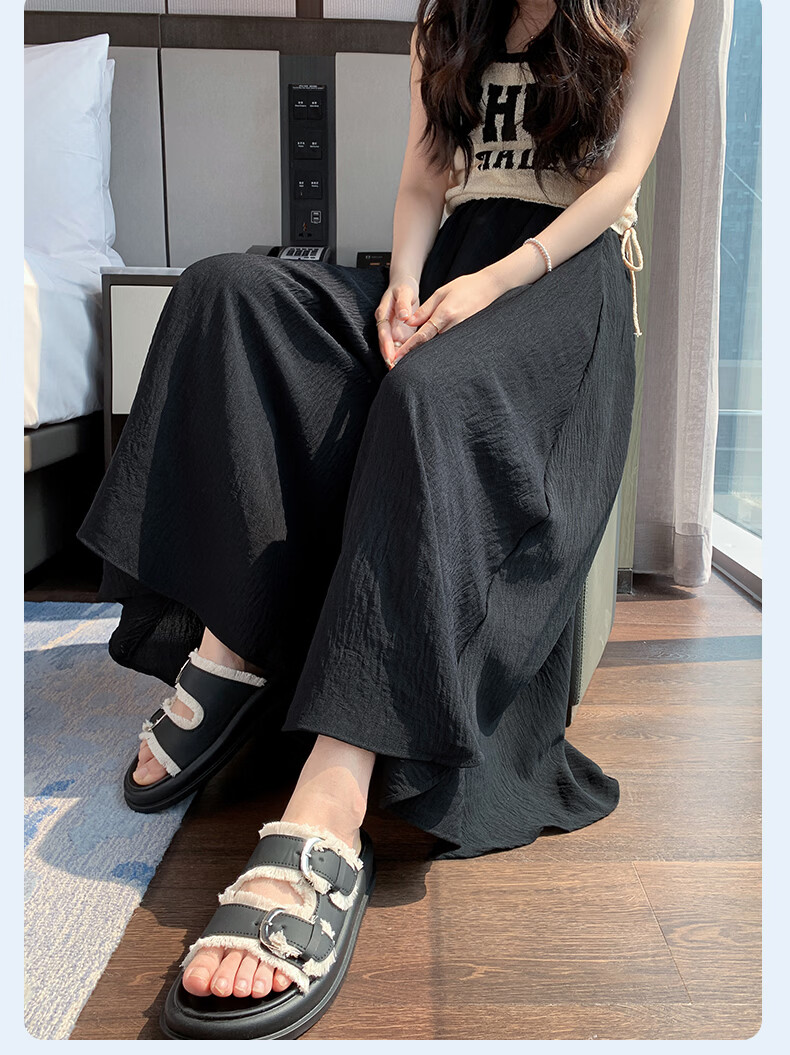Borui Ice Silk Wide-Leg Pants Women's Summer Thin 2026 New Skirt Pants Textured Milk Fabric Yamamoto Chiffon Trousers 19