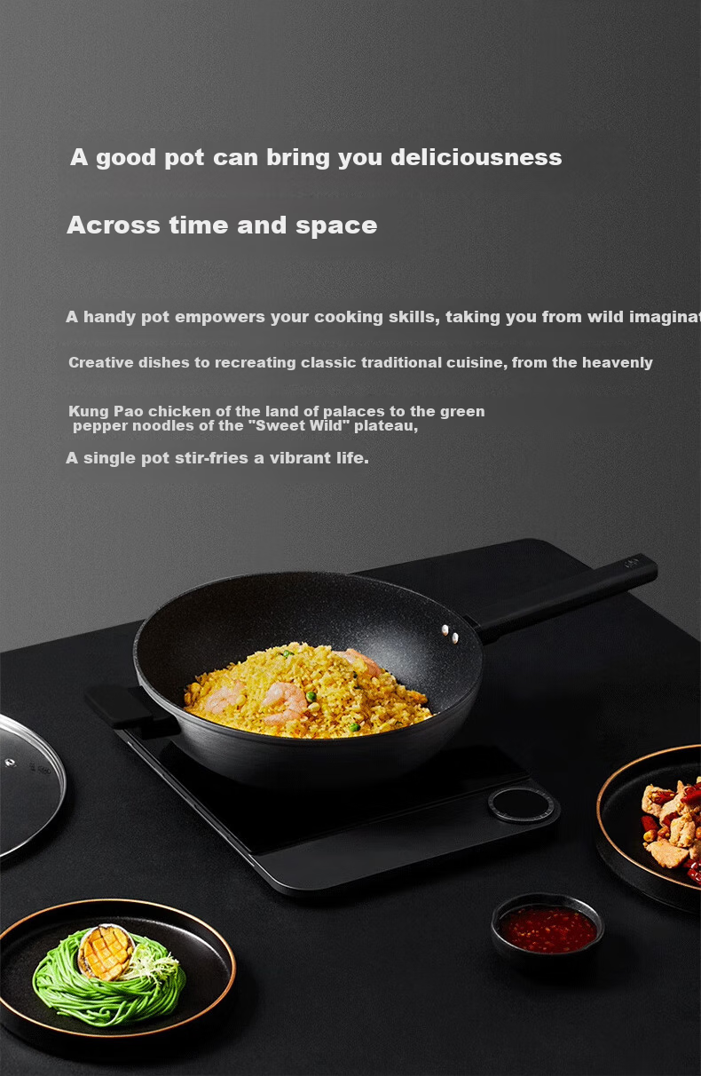 Zhiwuzhu Xiaomi Non-Stick Frying Pan Stir-Fry Pan Skillet Induction Cooker Compatible Mijia Flat Bottom Gas Stove Household Cookware 3