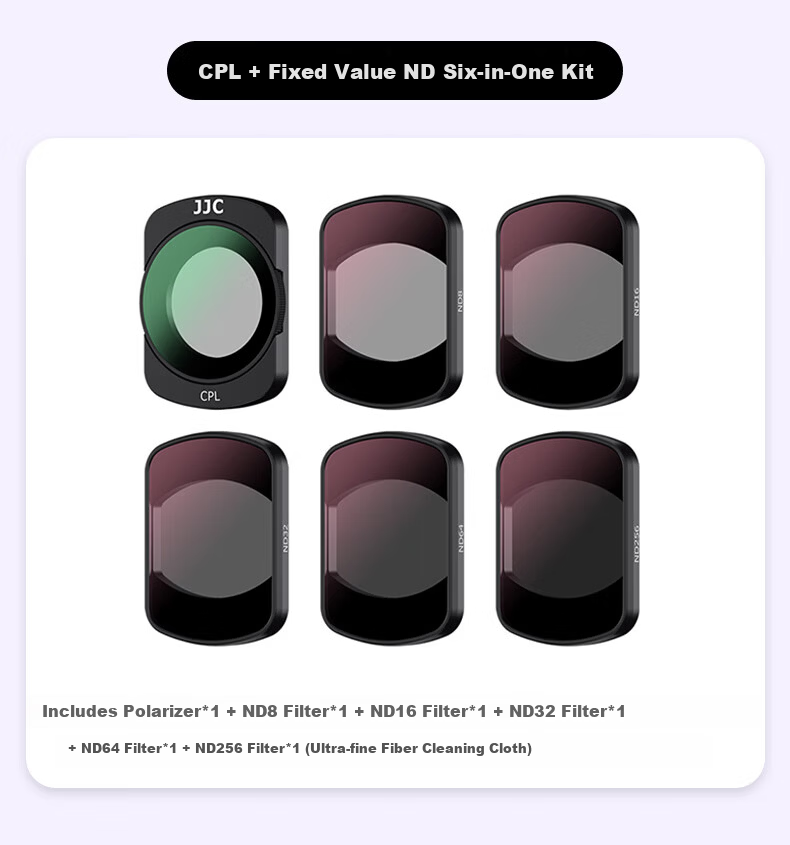 JJC DJI Pocket 4 Filter Kit Compatible with Pocket 3 CPL Polarizer Adjustable ND Neutral Density Soft Black Filter Accessories 15