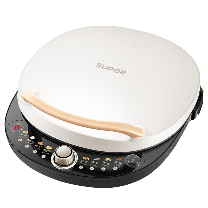 SUPOR Electric Griddle with Titanium Coating Double-Sided Heating Pancake Maker Breakfast Grill Adjustable 5-Level Heat BBQ Thin Pancake Machine Liftable Grill Plate JT30AQ649