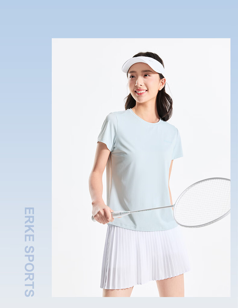 Erke Women's Crew Neck Short Sleeve Knit Shirt Summer Ice-Feel Functional T-Shirt Sports Running Casual Base Layer Top 9