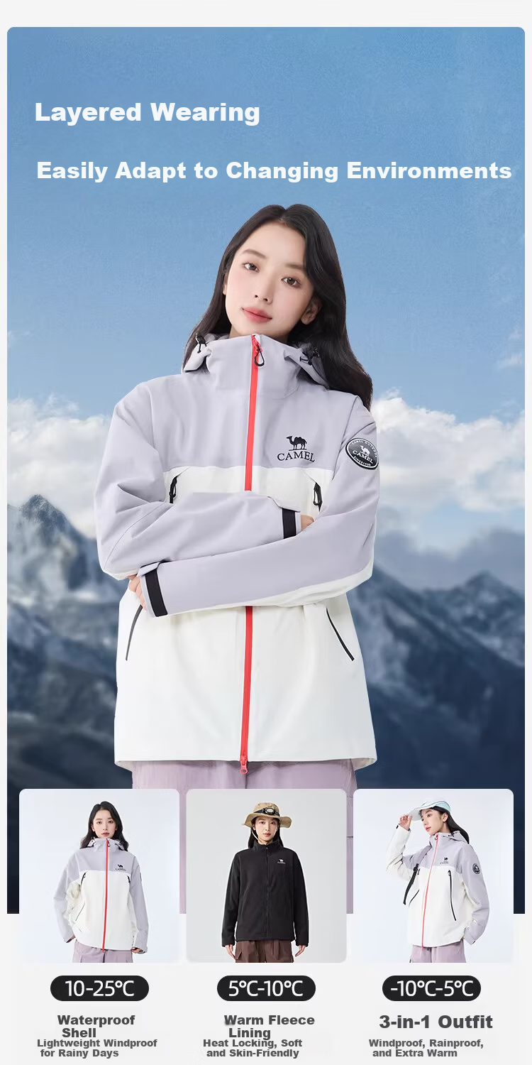 CAMEL RainBlade LT 3-in-1 Waterproof Windproof Mountaineering Jacket 2025 Outdoor Storm-Grade 5