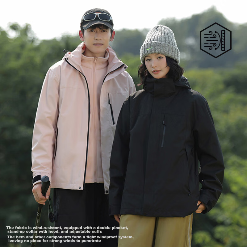 JEEP SPIRIT Unisex 3-in-1 Outdoor Windproof Waterproof Hooded Jacket White XL