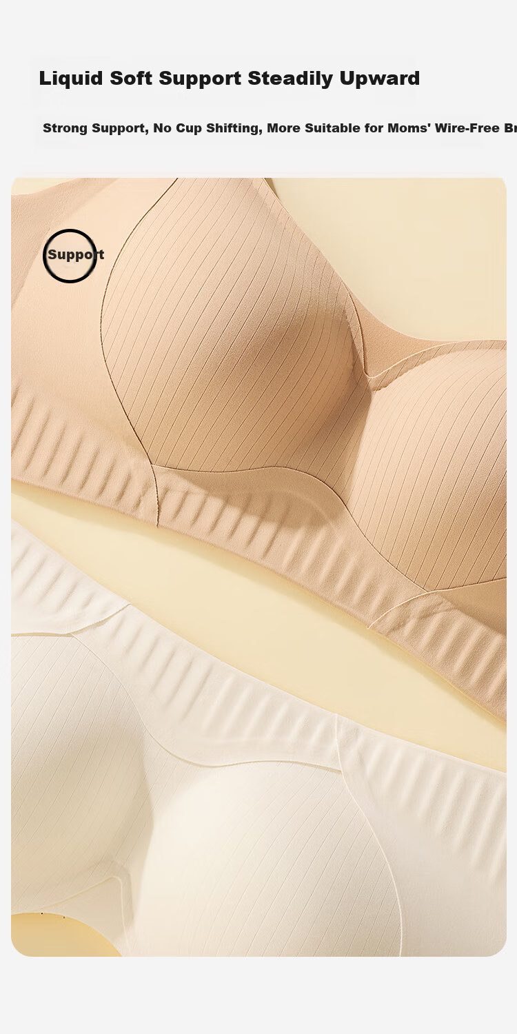 Moonbadi Maternity Nursing Bra for Pregnant Women, Convenient Shoulder Open Buckle, Bare Skin Seamless Wireless Push-Up Support Bra 5