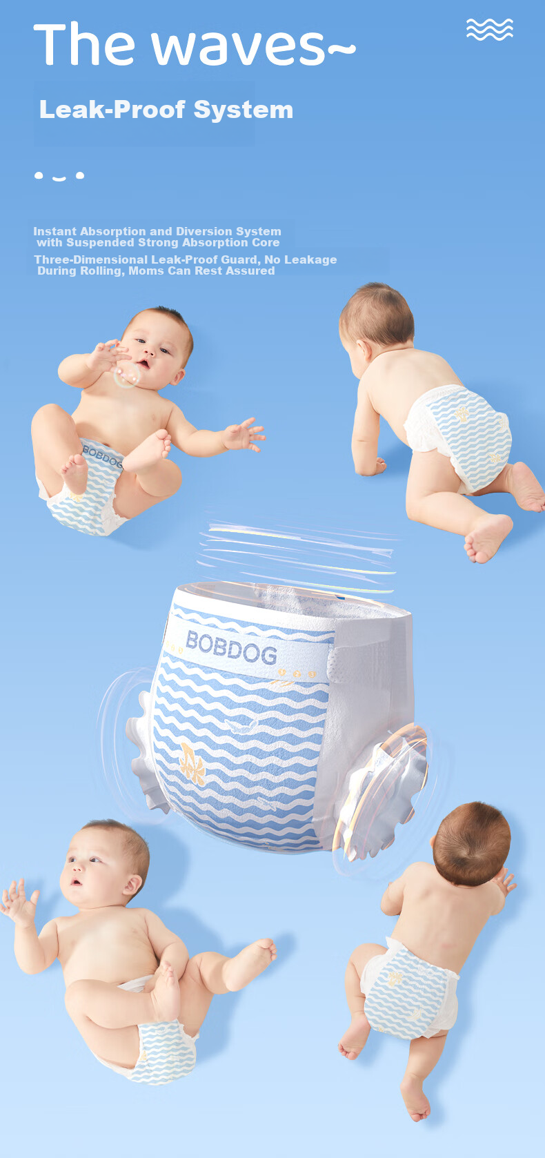BOBDOG Small Wave Ultra Soft M90 Pieces (4.5-8.5KG) Baby Diapers [Brand Direct Supply, Trusted Quality] 8