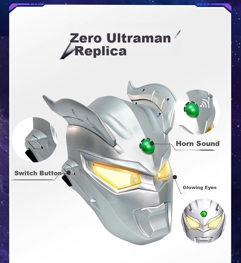 ULTRAMAN Official Zero Ultraman Mask with Light and 15 Sounds Kids Toy Boys Gift Box Birthday Present 18