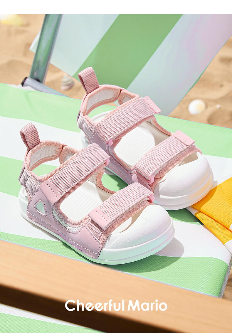 Cheerful Mario Kids Summer Sandals Boys Girls Outdoor Soft Sole 2026 New Breathable Casual Korean Style Toddler Shoes 12