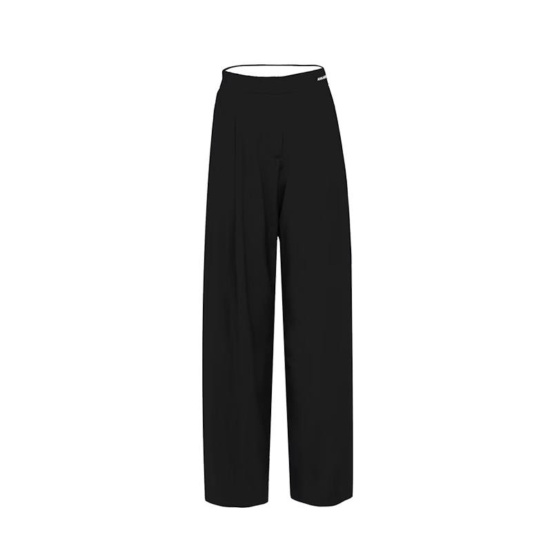 ANN ANDELMAN Official Direct Sales Celebrity Style Wide Leg Casual Draped Straight High Waist Trousers Black M
