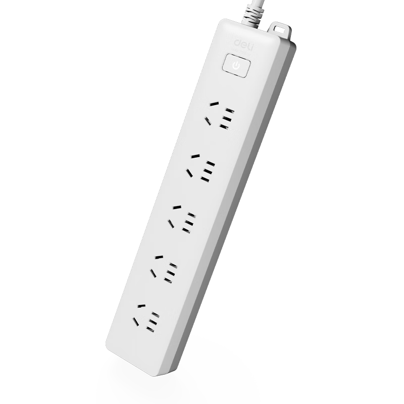 Deli 3C Certified National Standard Safe Power Strip, Power Bar/Extension Cord/Power Board/Surge Protector, Master Switch, Child Safety Lock, 5 Outlets with Combination Holes, 3 Meters, 18254