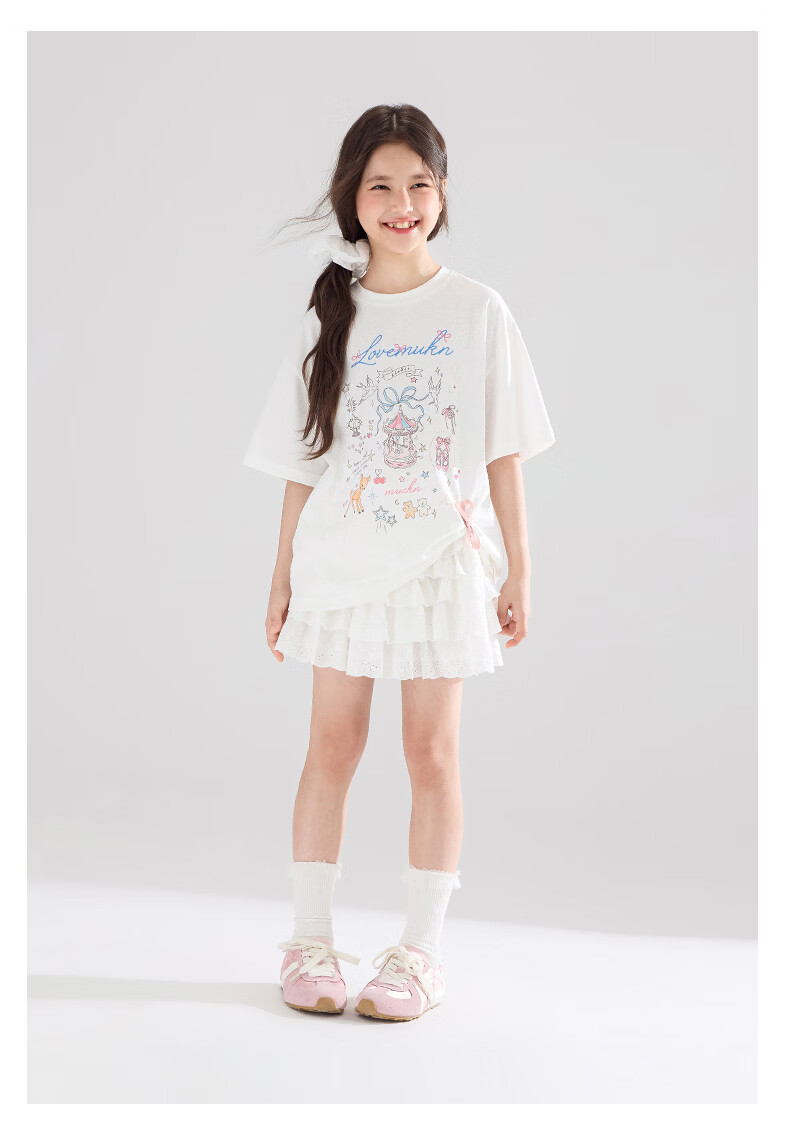 Mucmukn Wish Fairy Snowflake Soft Cotton Loose Hand-Painted Print Short Sleeve T-Shirt Summer Girls' Tee New 32