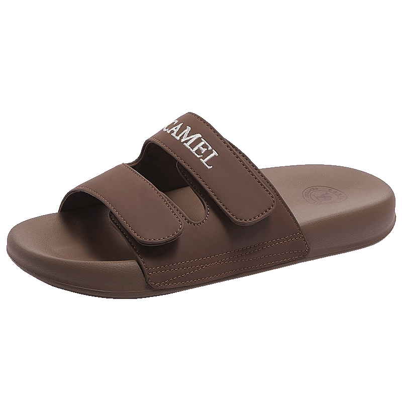 CAMEL Women's Lightweight Soft Magic Tape Double Strap Beach Casual Sandals L26M504018 Brown Size 37