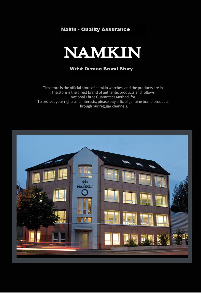 NAMKIN Top 10 Brand Men's Mechanical Watch Fully Automatic Imported Movement Waterproof Luminous Black Dial 8882 16