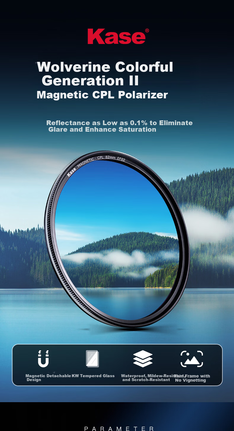 Kase Polarizing Magnetic CPL Filter 67mm Wolverine II Magnetic CPL Polarizer High-Definition High-Transmission Low-Reflection Landscape Photography Filter 2