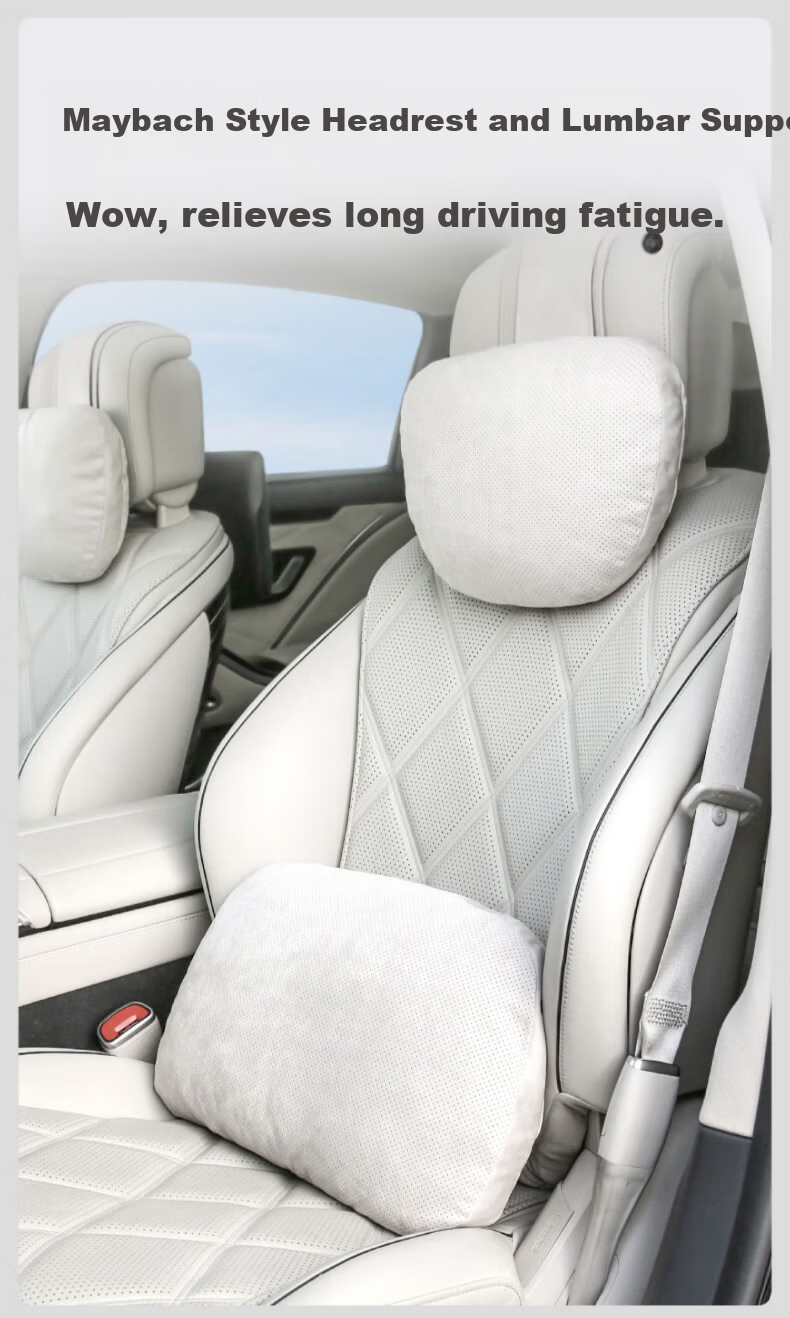 BIMLL Maybach Car Headrest Neck Pillow Suede Car Sports Seat Vertical Strap Integrated Seat 3