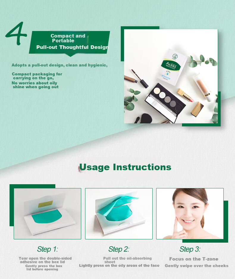 Mentholatum Classic Green Film Oil-Absorbing Sheets for Face, 50 Pieces, Oil Control And Makeup Setting, Skin-Friendly Oil-Absorbing Paper, No Powder Buildup 6