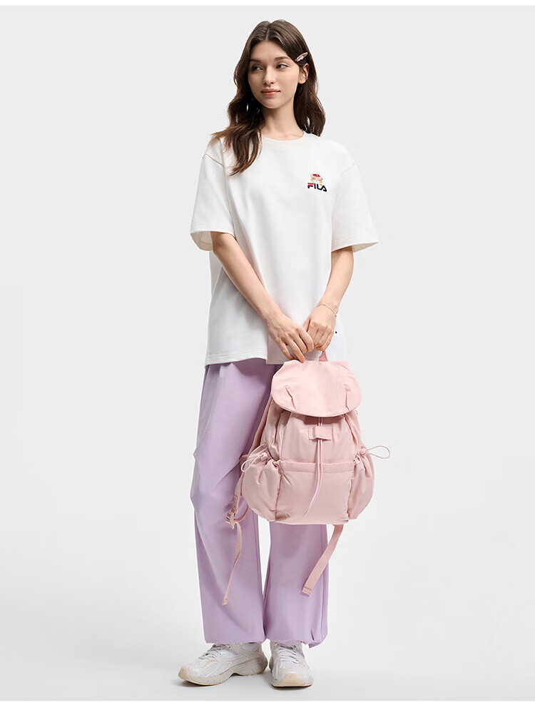 FILA Han So-hee Style Official Women's Summer Macaron Multi-Pocket Backpack School Bag Casual Bag 30