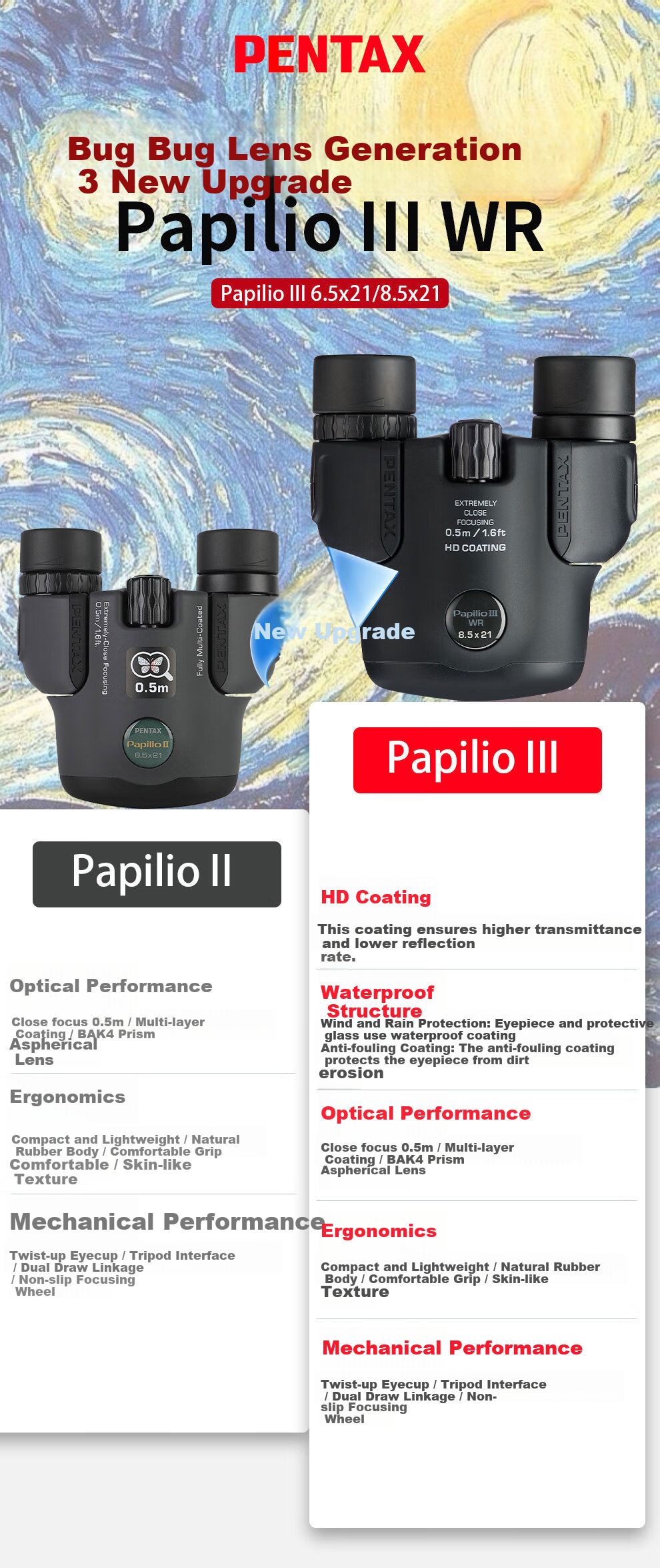 PENTAX Insect Lens III 8.5x21 Black Waterproof Macro Binoculars for Theater Museum HD Photography 2