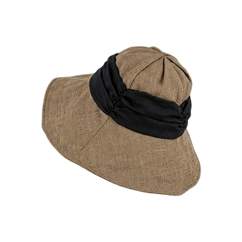 FitonTon Women's Summer Sun Hat Linen-Like Colorblock Brim Outdoor Cycling UV Protection Breathable Cap