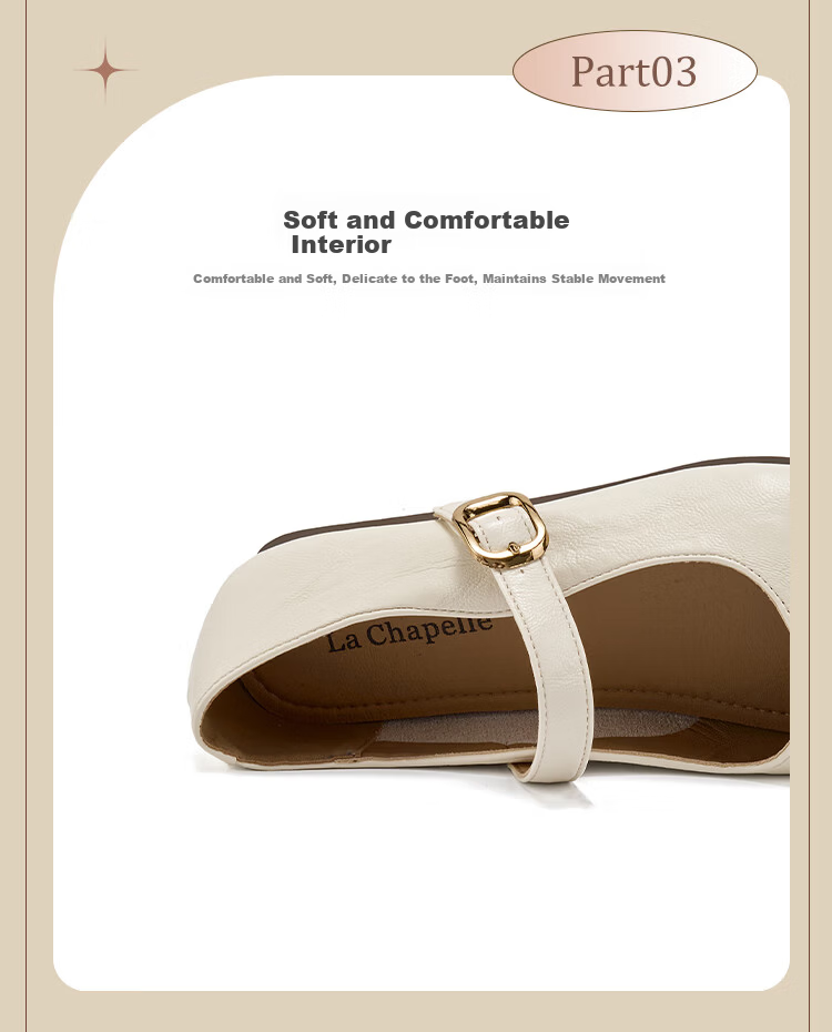 La Chapelle Women's Mary Jane Shoes Casual Versatile French Style Single Buckle Leather Shoes - SLX211 Beige Size 37 8