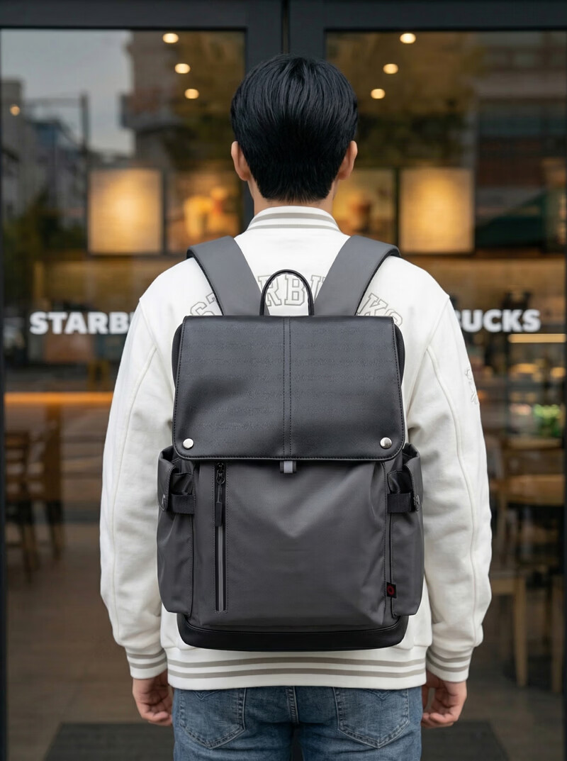 JD Jingzao Flip Laptop Backpack Business Travel Large Capacity Student School Bag Black 14