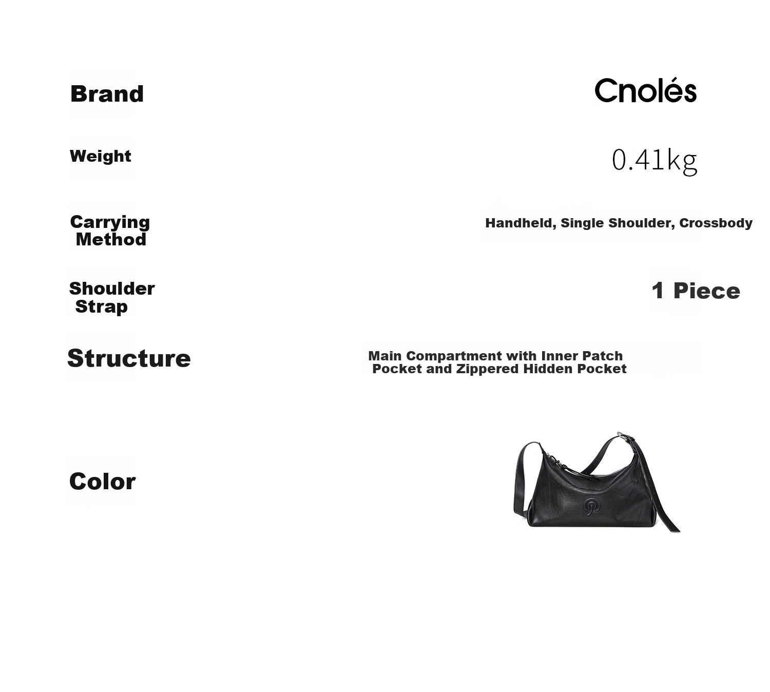Cnoles Chuixing Women's Bag 2026 New Small Niche High-End Large Capacity Relaxed Hobo Shoulder Crossbody Bag 13