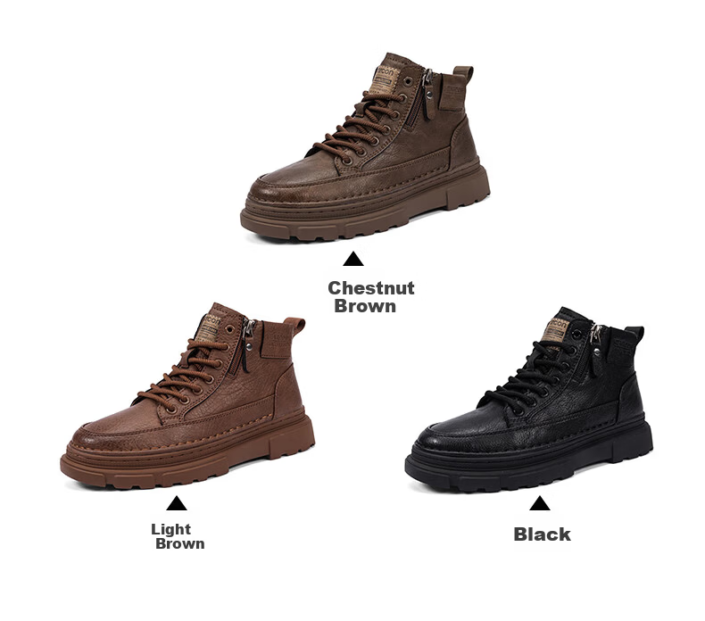 Eierkang Men's Cotton Shoes British Style Martin Boots Casual High-top Sneakers Retro Fashion Work Boots Trendy Thick-soled Shoes for Men 30