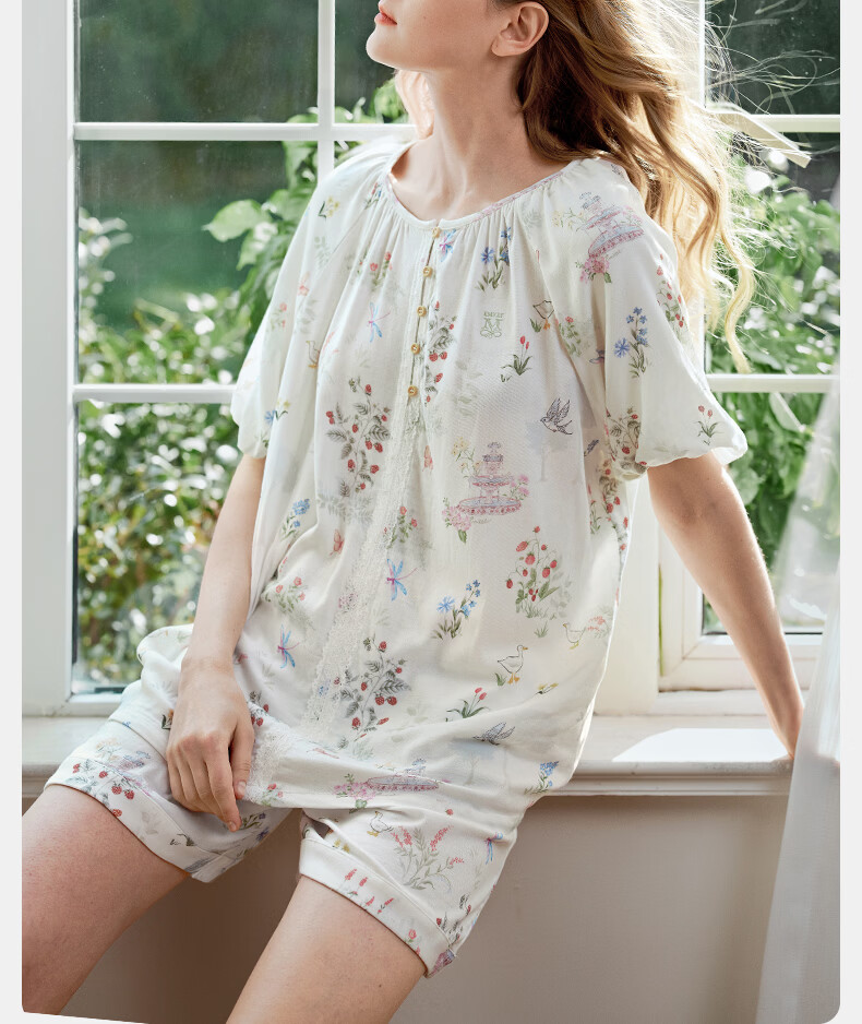 EMXEE Spring And Autumn Maternity Wear, Nursing Pajamas for Pregnant Women, Postpartum Elastic Silk Cotton Breathable Comfortable Summer Thin Loungewear Size L 30