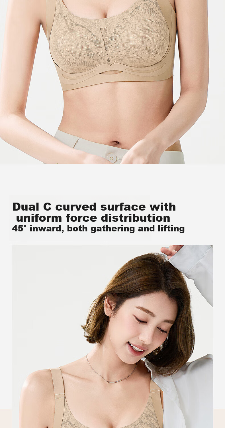 Haierman Women's Small Bust Push-Up Side Support Gravity Lift Seamless Wireless Printed Bra 7