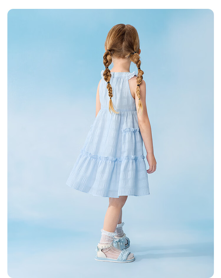 Balabala Kids Dress Girls 2026 New Summer Baby Dress Embroidered Bow Delicate Ruffle Sweet 20