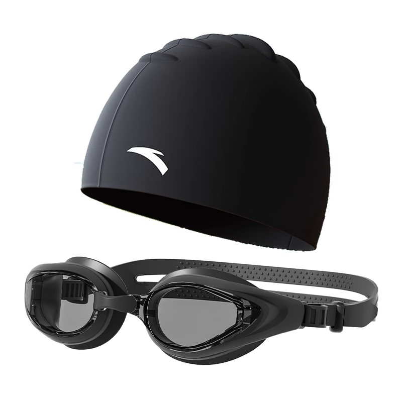 ANTA Swimming Goggles And Cap Set for Men And Women, High Definition Myopia Swimming Goggles, Professional Non-Prescription Anti-Fog Swim Gear, Black 600 Degree