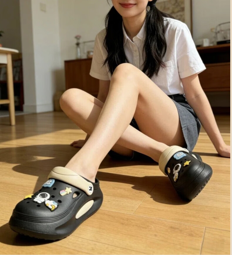 TonLion Women's Summer 2026 Hole Shoes, Height-Increasing Dual-Purpose Casual Sandals, Beach Slippers, Yellow, Size 36-37 9