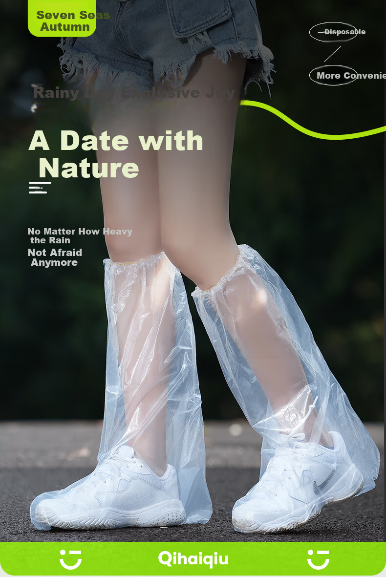Qihaiqiu Disposable Waterproof Non-Slip Rain Shoe Covers Thickened Plastic Unisex Long Blue Boot Covers 6-Pack 1