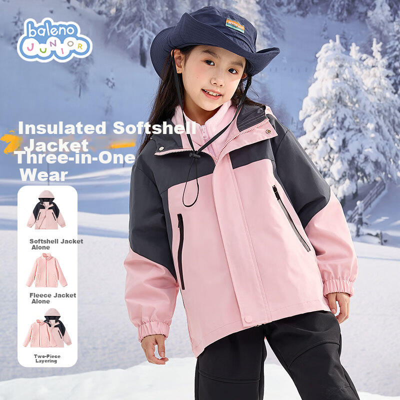 Baleno Kids Winter Jacket 2026 Thickened 3-in-1 Windproof Outdoor Coat for Boys and Girls