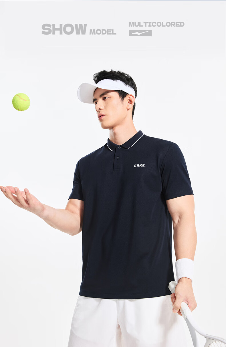 Hongxing Erke Summer Sports Short Sleeve Polo Shirt Outdoor Ice Cool Casual Men's Light Business Micro Collar T-Shirt 12